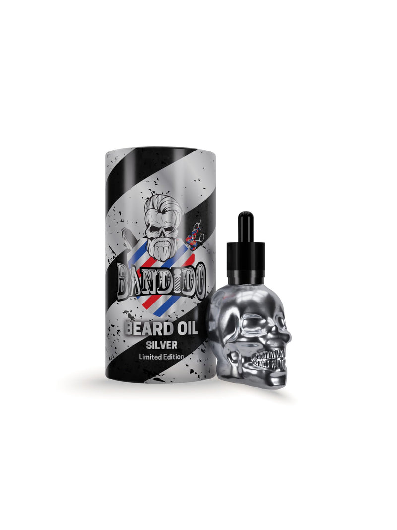 Bandido beard oil for daily beard care for 3-day beards or full beards Beard Oil as a gift for men | 40ml with pipette dispenser | Skull design | Barber-shop Beard Serum | (Silver) Silver - NewNest Australia