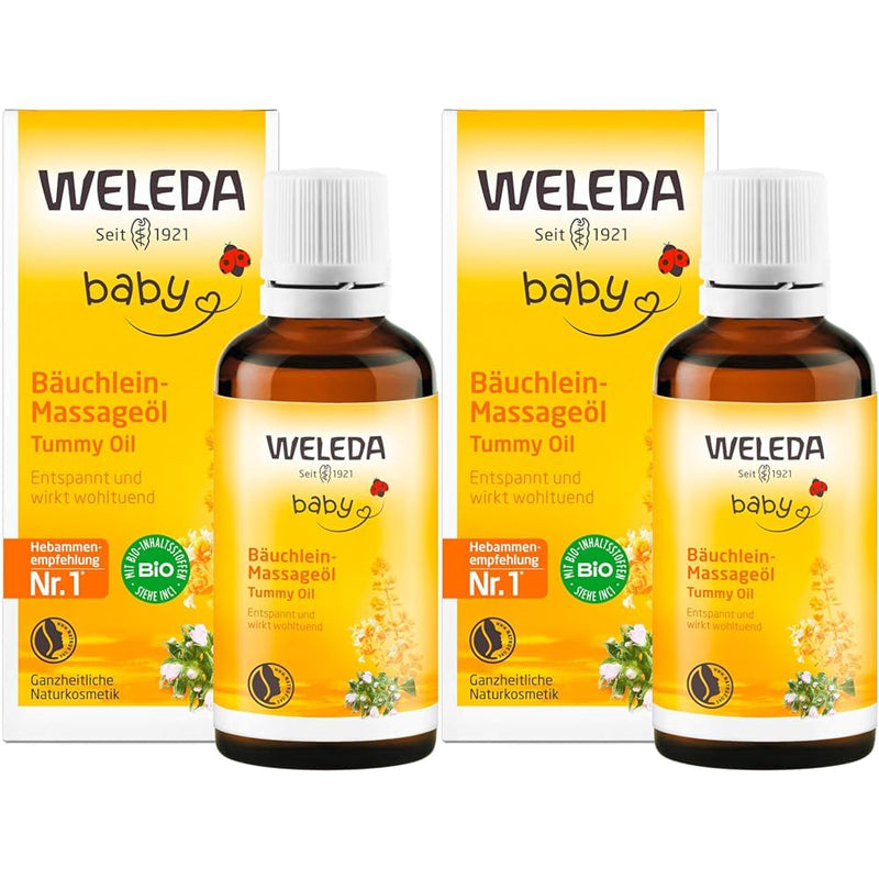 WELEDA Organic Baby Tummy Massage Oil, Natural Cosmetics Massage Oil for Stomach Pain and Cramps for Babies and Toddlers, Care Oil to Promote Digestion (1 x 50 ml) (Pack of 2) 50 ml (Pack of 2) - NewNest Australia