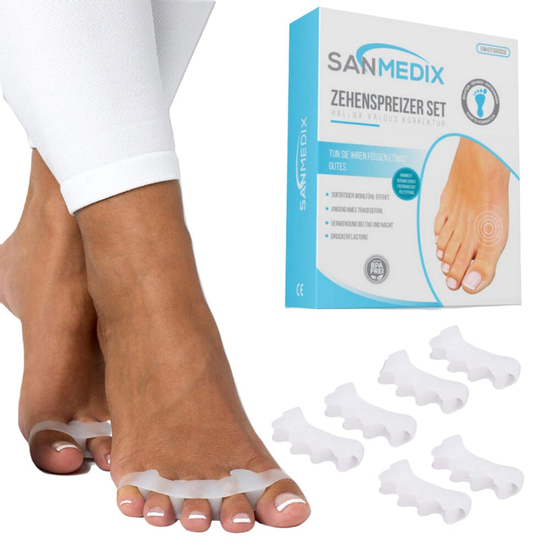 Sanmedix toe separators for all toes - 3 pairs / 6 pieces. Silicone toe separators for men and women - toe extension correction set against hallux valgus, bunions, hammer toes - NewNest Australia