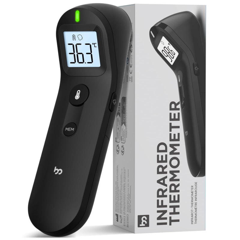 Fever thermometer contactless for babies and adults, digital forehead thermometer, infrared thermometer with immediate, accurate reading, fever alarm, black - NewNest Australia
