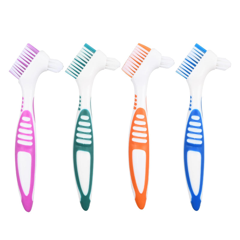 Pack of 4 toothbrushes, false teeth brush, toothbrush, denture toothbrushes cleaning brush, denture brush with soft bristles, double-head toothbrushes for cleaning artificial teeth - NewNest Australia