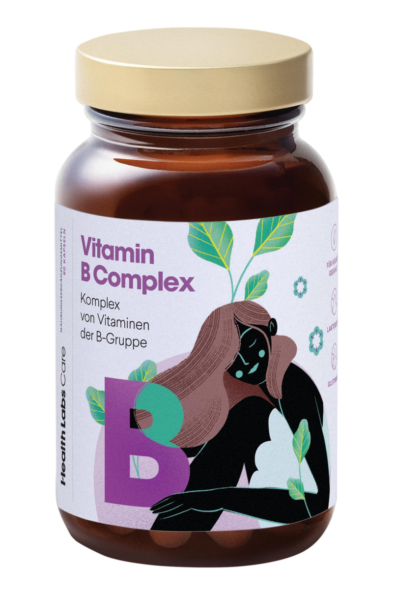 Health Labs Care Vitamin B Complex (B1, B2, B3, B6, B12) - Active Vitamin B Forms - Vegan - Supports the Nerves and Immune System - Combats Feelings of Fatigue - 60 Capsules - Vitamin B Complex - NewNest Australia