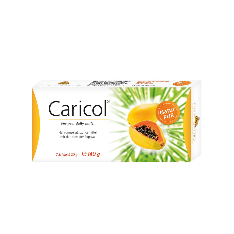 Caricol, 100% natural ingredients in organic quality, with papain, easy to dose, 7 sticks of 20g each (140g) - NewNest Australia