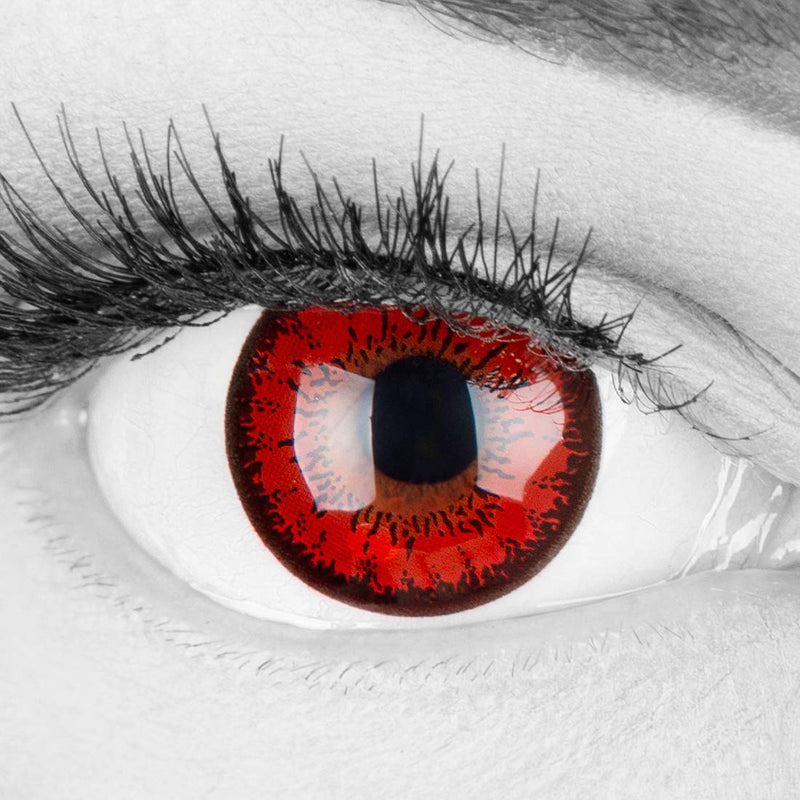 Red Crazy Fun contact lenses 'Red Flower' without strength with free lens case - top quality for carnival, carnival and Halloween 2024 0.0 diopters 8.6 millimeters 14.00 millimeters 2.0 - NewNest Australia