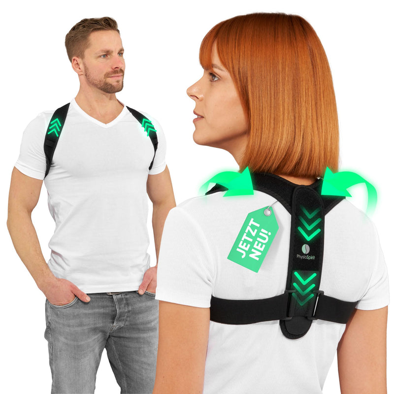 PhysioSpirit PREMIUM posture correction - back straightener - T-model for good posture - shoulder strap for the back - men and women - one size (black, one size) black - NewNest Australia
