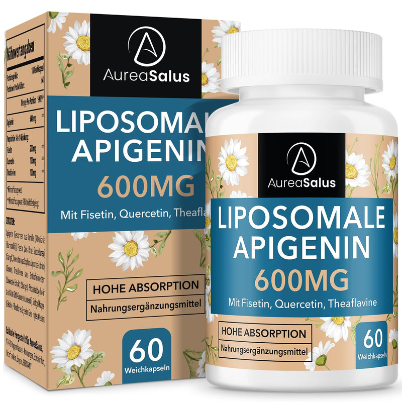 Apigenin 600 mg, extra strong liposomal apigenin capsule - high dose, with fisetin, quercetin and theaflavins (60 pieces (pack of 1)) 60 pieces (pack of 1) - NewNest Australia