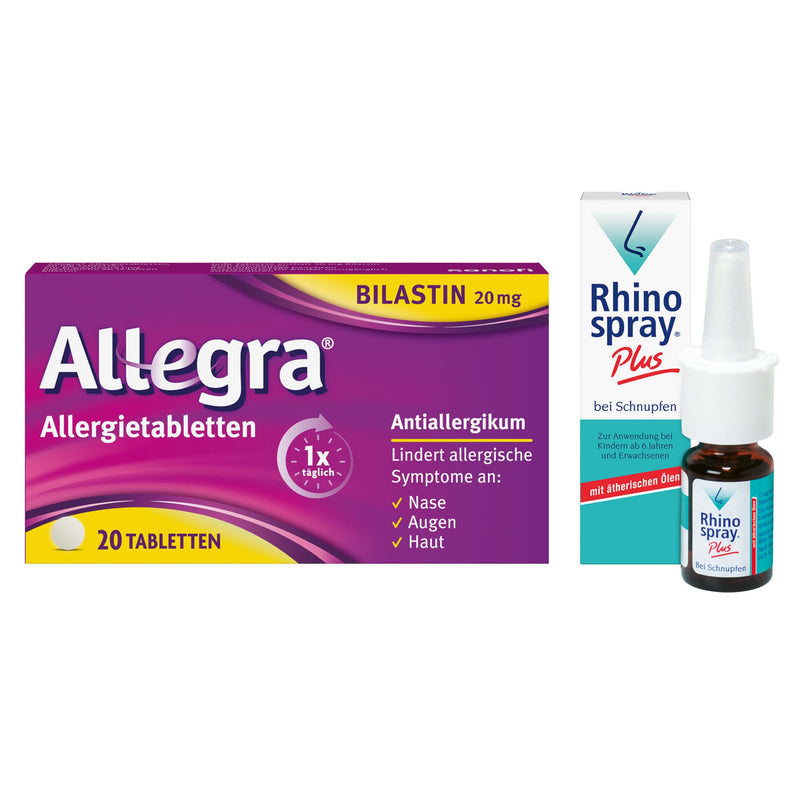 Allegra allergy tablets (20 pieces) & Rhino spray plus nasal spray (10 ml) for a cold - NewNest Australia