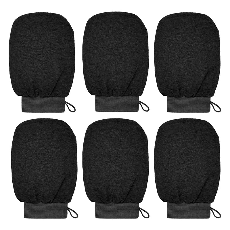 KEYRI Pack of 6 peeling gloves, exfoliating gloves for women, scrub wash mitt for bathing or showering, peeling glove for skin massage, removing dead skin, sun tan removal (black). - NewNest Australia