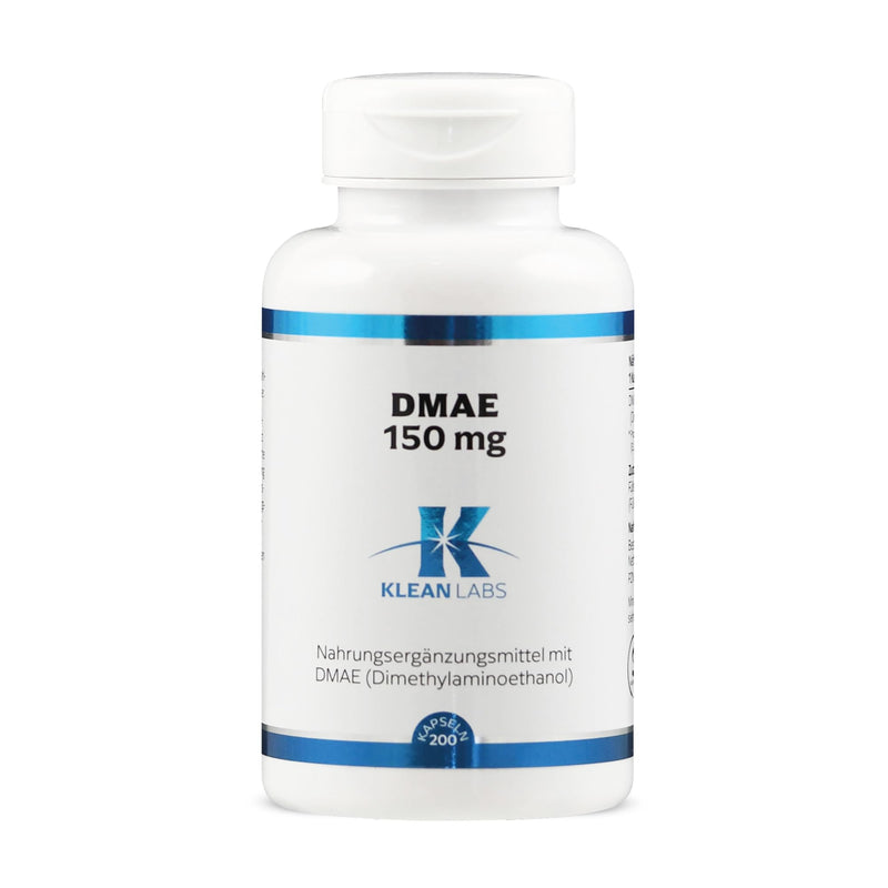 Klean Labs - DMAE (dimethylaminoethanol) 150mg per capsule - 200 capsules - vegan, without genetic engineering, without unwanted additives & high dosage - NewNest Australia