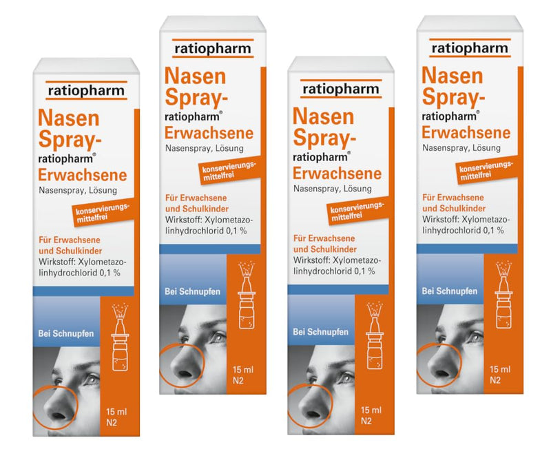 Nasal spray ratiopharm economy set for adults 4 x 15 ml decongestant cold spray - NewNest Australia