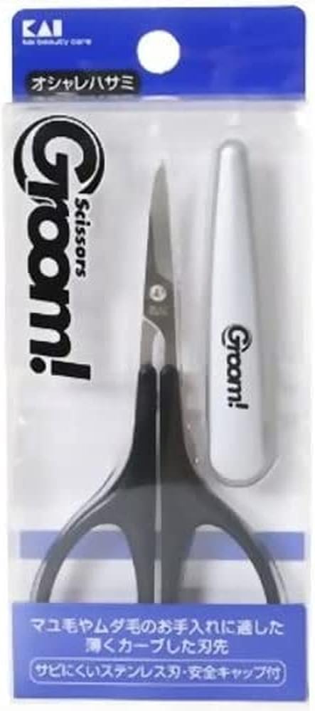 Kai KAI Groom! Fashionable Scissors Curved Blade with Cap Eyebrow Scissors Made in Japan HC1168 - NewNest Australia