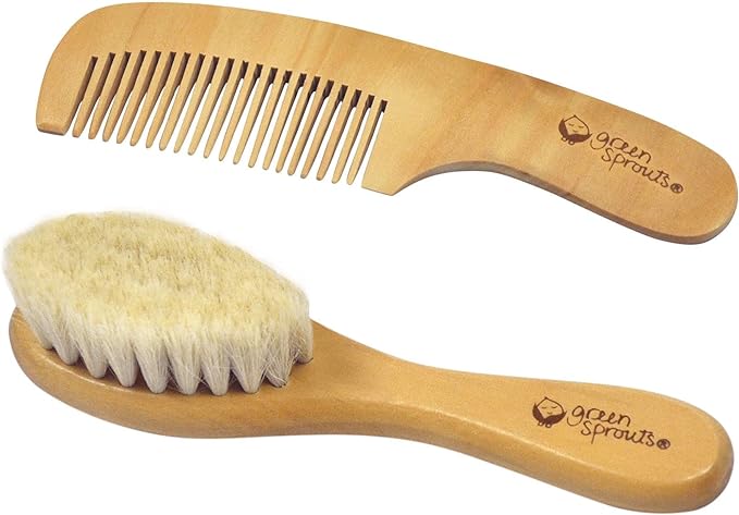 Baby Brush & Comb Hairbrush Comb Newborn Infant Smooth Goat Hair Natural Wood Natural - NewNest Australia