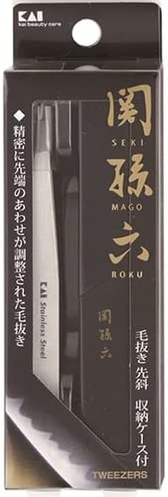 Kai Brand KAI Magoroku Seki Tweezers, Slanted Tip, Storage Case Included, Silver, For Tweezers, Unwanted Hair HC1806 - NewNest Australia