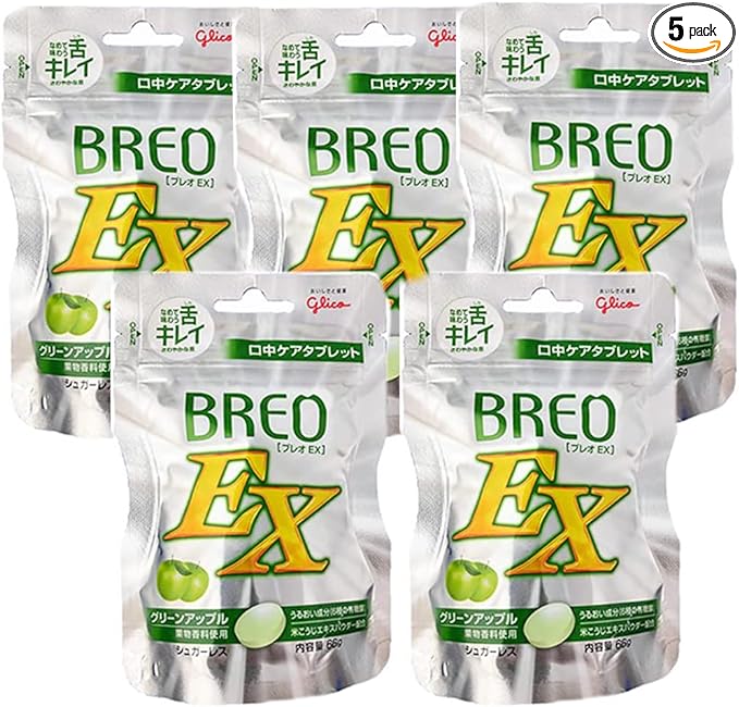 Glico Breo EX Breo EX 2.4 oz (66 g) x 5 Pcs Oral Care Tablet, Dental Exclusive (Green Apple) - NewNest Australia