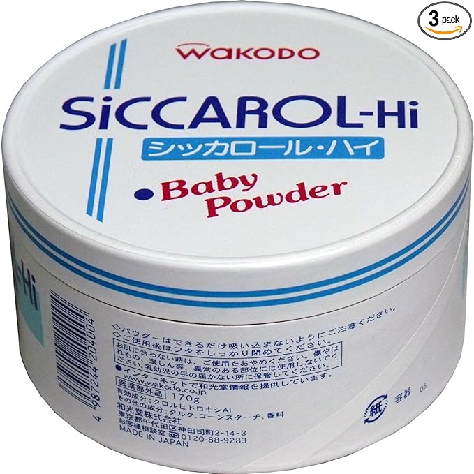 Wakodo Siccarol High Baby Powder with Smooth Texture, Refreshing Scent, Paper Box, 6.1 oz (170 g), Set of 3 - NewNest Australia