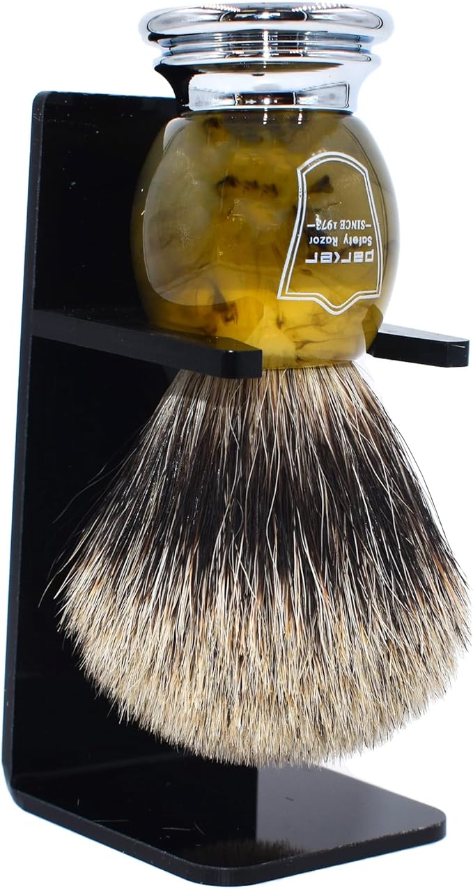 Parker Shaving Brush, Dense Foaming (100% Badger Hair/Marble Resin Handle) Dedicated Stand, Shaving, Shaving, Barber, Razor - NewNest Australia