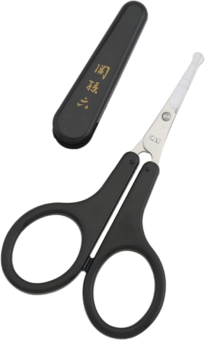 Kai KAI Seki Magoroku Thin Blade Scissors Rounded Tip with Cap Black Nose Hair Scissors Made in Japan HC1840 - NewNest Australia