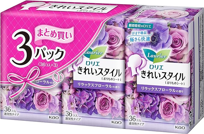 Laurier Clean Style Rimono Sheet, Relaxing Floral Scent, 36 Packs x 3 Packs - NewNest Australia