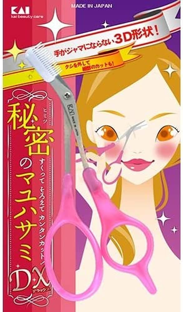 KAI KQ3031 Eyebrow Scissors with Comb Removable Pink Compact 3D Shape Made in Japan - NewNest Australia