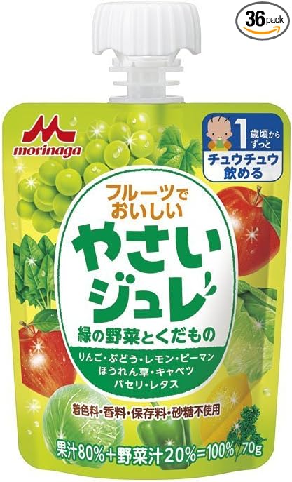 Morinaga Milk Industry Yasai Jelly Green Vegetables and Fruit 2.5 oz (70 g) Pouches x 36 Bottles - NewNest Australia