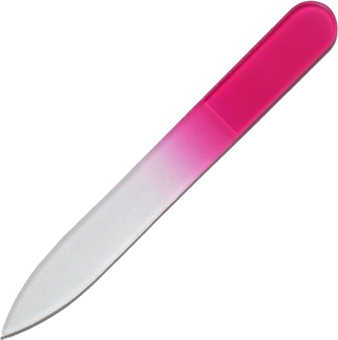 Nail File Czech Craftsman Finished Glass Nail File 3.5 inches (90 mm) Double-Sided Type (Transparent Soft Case Included) Pink - NewNest Australia