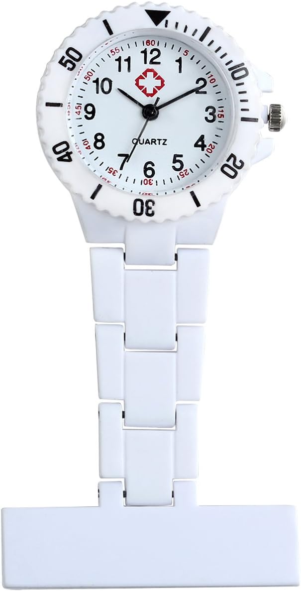 Lancardo Nurse Watch, Small Watch for Nurses, Stainless Steel Strap, Pocket Watch, Unisex, Analog Display, White, Storage Pouch Included - NewNest Australia