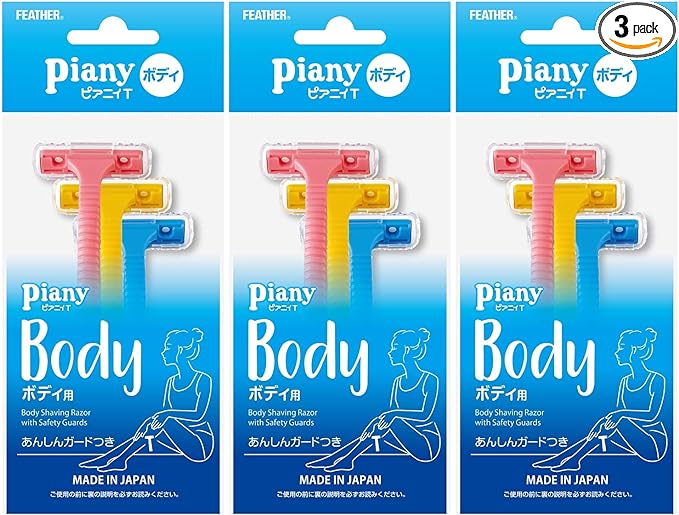 FEATHER Peanie T body with guard, 3 pieces x 3 piece set, made in Japan, women's razor, arm, armpit, leg, single item, 3 pieces (x 3) - NewNest Australia