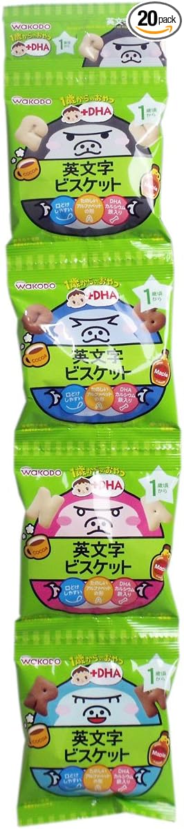 Wakodo Snacks from 1 Year Old + DHA English Letter Biscuit 4 Rows x 5 Pieces (1 Year Old and Up) - NewNest Australia