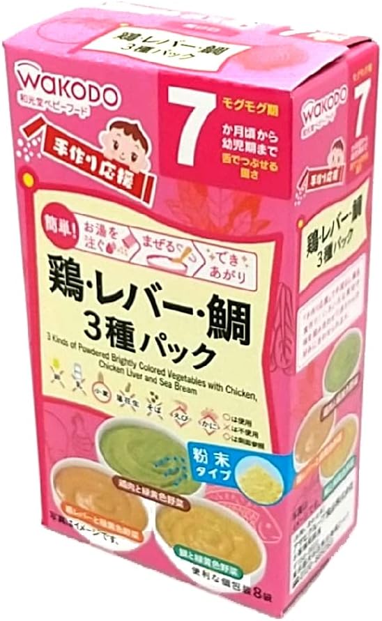 Wakodo Handmade Cheering Chicken Lever Sea Bream, Pack of 3 Types, 0.6 oz (18.4 g) - NewNest Australia