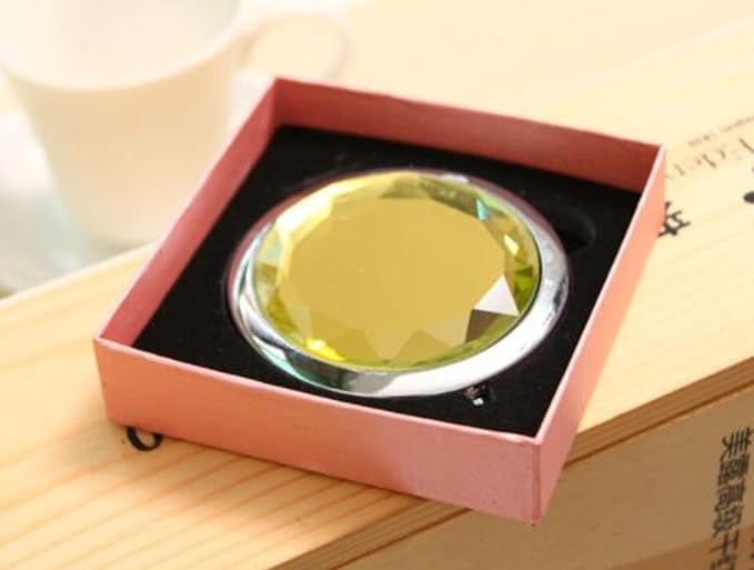 HJ Double Sided Compact Mirror Folding Hand Mirror Magnifying Metal Decorative Handheld Mirror Hand Mirror (Yellow) - NewNest Australia