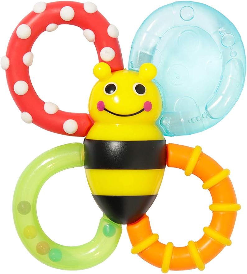 Sassy TYSA80679 Tooth Hardening Rattle for 3 Months Old and Up, Various Tactile Sensations, Bumble Bite Fan - NewNest Australia