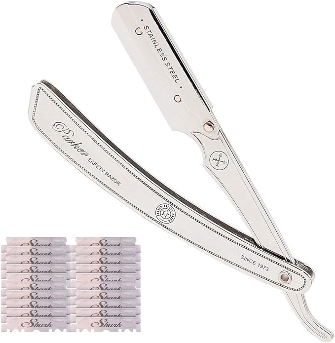 parker Folding Razor (Replacement Blades, 20 Piece Set) with Sharp Sharpness (Safety/Lightweight), Stainless Steel Razor Shaving, Shaving, Shaving, For Men, Hoodies - NewNest Australia