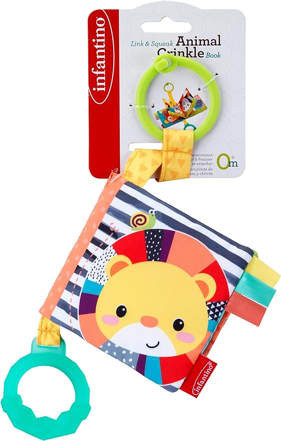 Infantino 005362 Shakashaka Animal Cloth Picture Book, 0 Months - 005362, Cloth Picture Book, Baby Toy Highchair Toy, Cloth Toy, Baby Shower Preparation, Baby Shower Gift - NewNest Australia