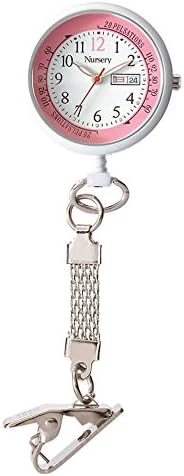 Nurse Short Chain Watch with Date and Day Display, Upside Down Dial, Nurse Watch, Goods, Medical Care, Pulse Measurement Scale, Luminous, Pink - NewNest Australia