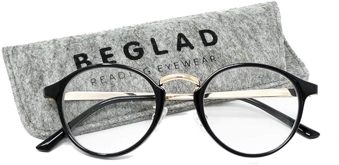 BEGLAD BE1018BK Fashionable Case Reading Glasses Classic Style Boston Style 2 Colors +1.0~+2.5 Black - NewNest Australia