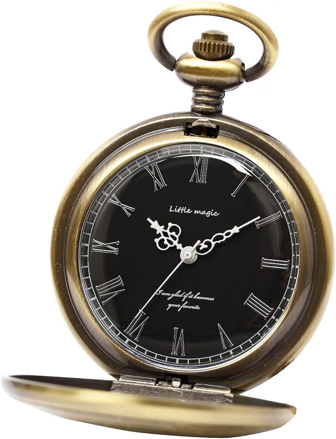 Little Magic: Simple Pocket Watch, Men's, Women's, Genuine, Chain, Lid, Roman Numerals, Nurse Watch, gold, antique - NewNest Australia