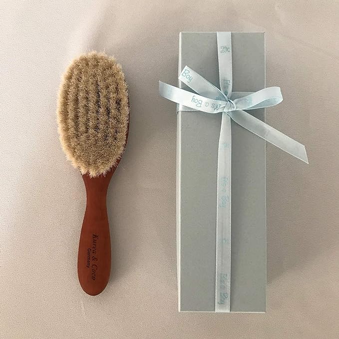 German Baby Hair Brush, Boy Gift #Perfect for Baby Showers! Wrapped Claire & Coco/Kurea & Coco [Coffret] - NewNest Australia