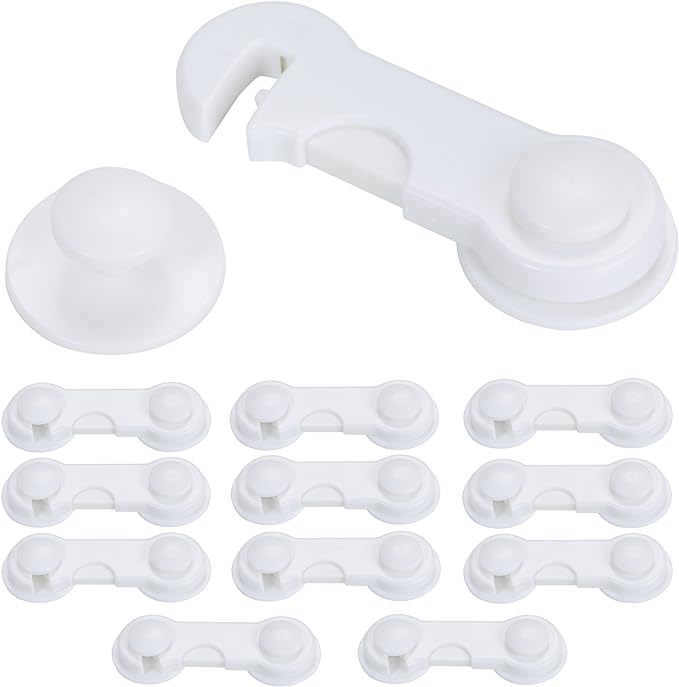 TKY Drawer Lock, Door Lock, Door Lock, Earthquake-Resistant, Stopper, Set of 12, White - NewNest Australia