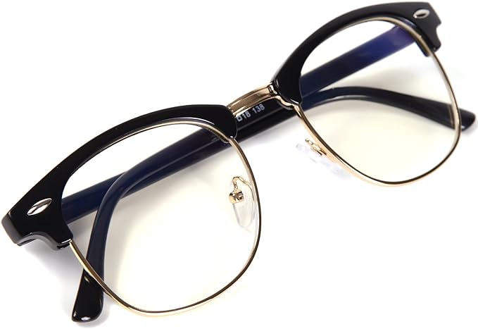 FREESE Fashion Glasses Blue Light/UV Protection - Stylish - Wellington Half - Rim - With a Nylon Cleaning Cloth and Glasses Case - NewNest Australia