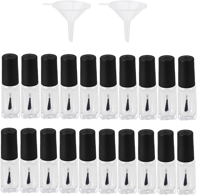 Diystyle 20pcs 4ml Nail Polish Bottles Empty Bottles Refill Cosmetic Storage Glass Black & Transparent - NewNest Australia