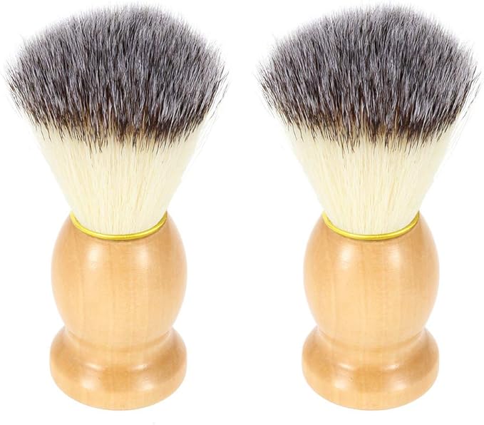 Nylon Shaving Brush, DaKuan 2 Pack Wooden Handle Shaving Brush, Luxury Professional Hair Salon Tools for Men - NewNest Australia