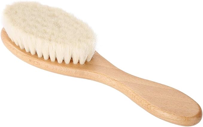 Baby Brush (Natural Goat Hair/Olive), Baby Hair Brush, Shave Brush, Made of Natural Cashmere Bristle, Comfortable to Touch and Feel, Baby Shower, Gift - NewNest Australia