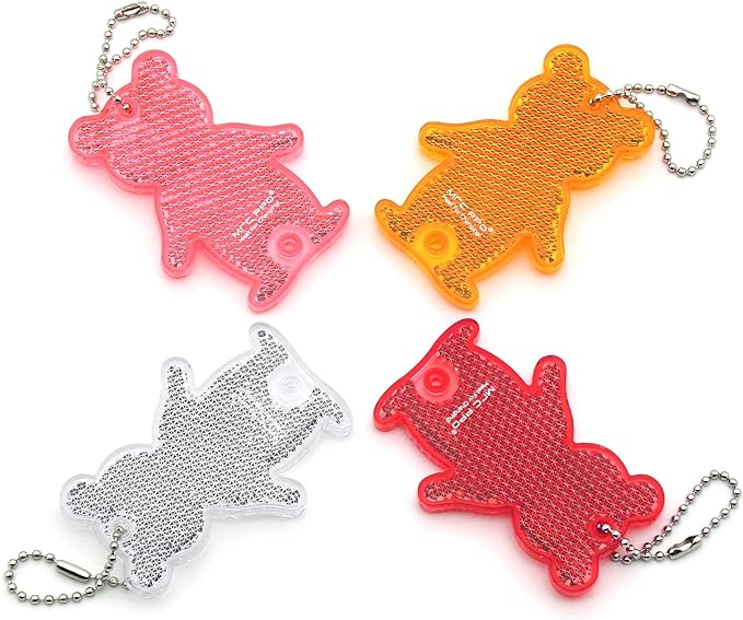 MFC PRO EN13356 Certified, Super Cute, 4 Colors, Bear-shaped, Scandinavian Walking Reflector Sign, Retroreflective, Key Chain, Bear shape - NewNest Australia
