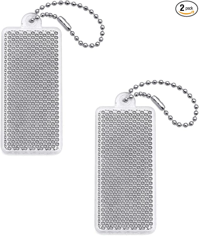 MFC PRO 2019 EN13356 Certified Safety Reflector Scandinavian Key Chain Zipper Bag Cat Dog Collar Hanging 2 Pack (Rectangle/White), rectangle/white - NewNest Australia