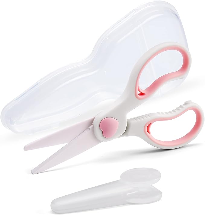 Rhyme Yin Ceramic Scissors, Baby Food Scissors, Baby Food Scissors, Portable Nursing Food Scissors, Noodle Scissors, Cooking, Vegetables, Cut, Babies, Children, Rustproof, Cap and Carrying Case, Portable, Convenient to Carry, Blue - NewNest Australia