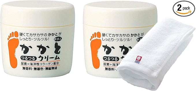 Azuma Shoji [Price As It Is With Imabari Towel] Heel Smooth Cream 3.5 oz (100 g) x 2 Piece Set, Fragrance-free, Dry Hard Heels, Knee Countermeasure for Old Skin Types, Foot Pack, Travel Beauty - NewNest Australia
