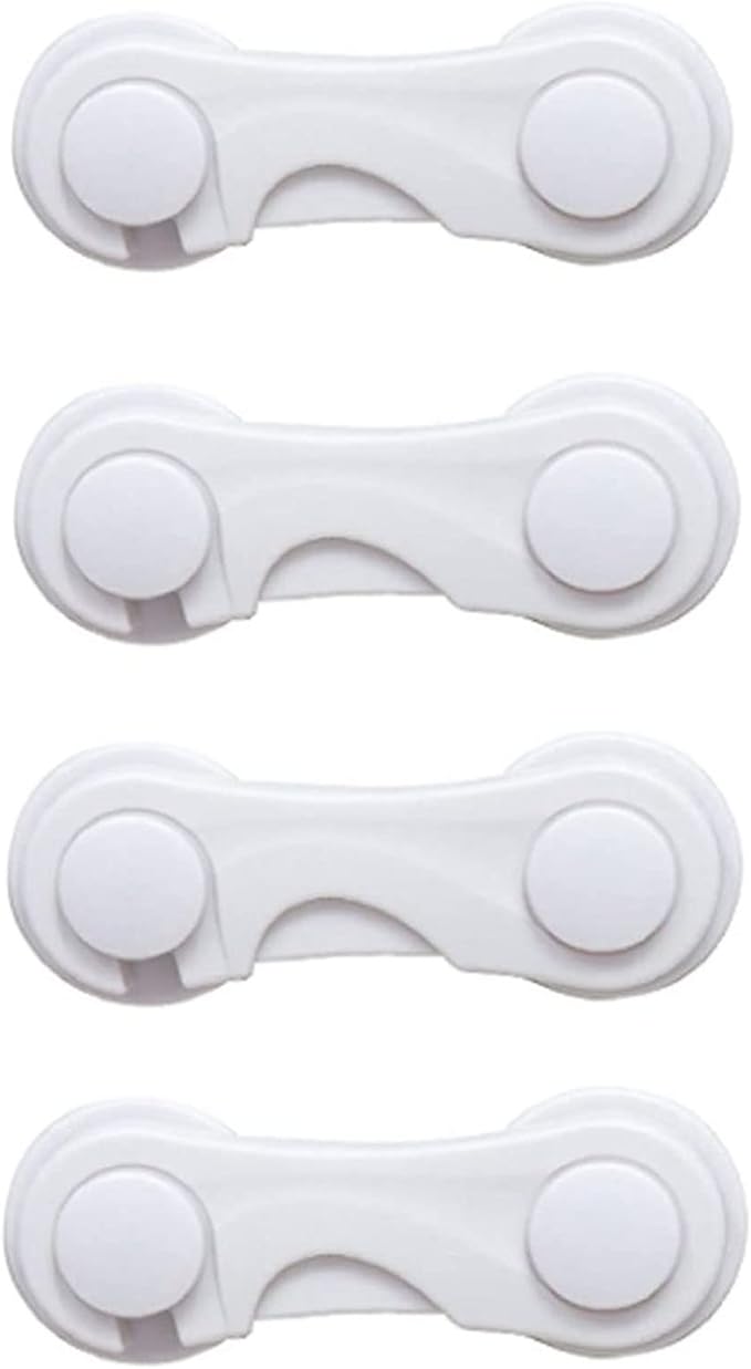 DFsucces Door Lock, Baby Guard, One-Touch Stopper, Door/Cupboard/Sliding Door/Refrigerator Drawer Lock, Earthquake Prevention, Set of 4, White - NewNest Australia