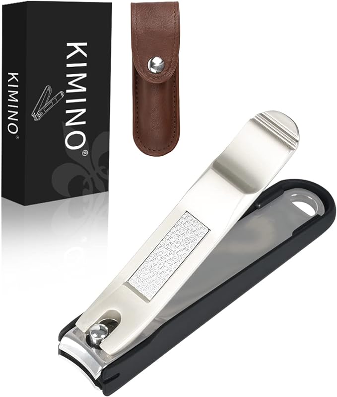 KIMINO Nail Clippers with Cover, Anti-Slip Nail Clippers, For Hands and Feets, Leather Storage Bag Included - NewNest Australia
