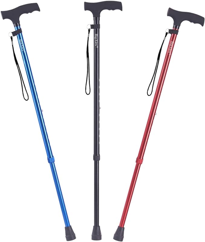 BigAlex Cane Cane Telescopic Cane Telescopic Cane Lightweight Aluminum Adjustable Length Walking Support Night Walk (Black) 1 Piece (x 1) - NewNest Australia
