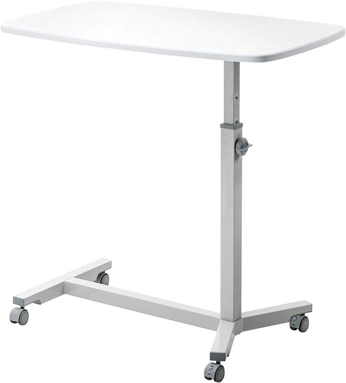 eSupply EEX-SDK01 Bed Table, Side Table, Large Tabletop, Height Adjustable, Casters, Nursing Care, Hospital, White - NewNest Australia